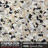 Frosted noir Armor Epoxy Floor Flakes showing textured, decorative epoxy floor coating with black and gray flakes.