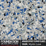Frosted noir Armor Epoxy Floor Flakes showing textured, decorative epoxy flakes for durable floor surface.
